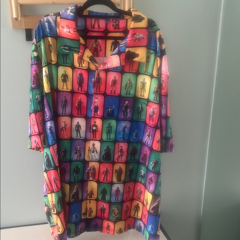 Colorful Star Wars Graphic Button-Up Shirt